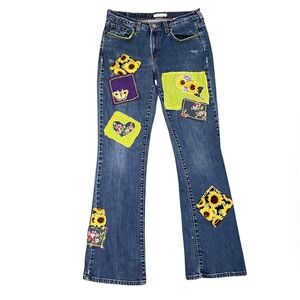 Rare Y2K Levi’s 515 Calico Babe Jeans Bootcut Patchwork Artsy Paint 8 Long